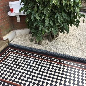 checkered victorian pathway london next to the front garden
