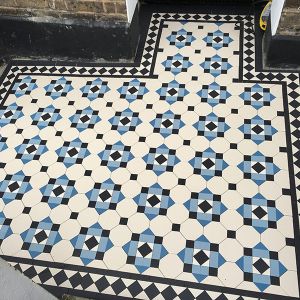 black and beige victorian pathway with blue eye-catching details