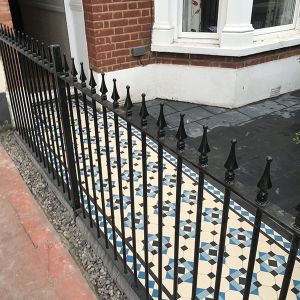 Metal Railing with addition of victorian outdoor tiles London